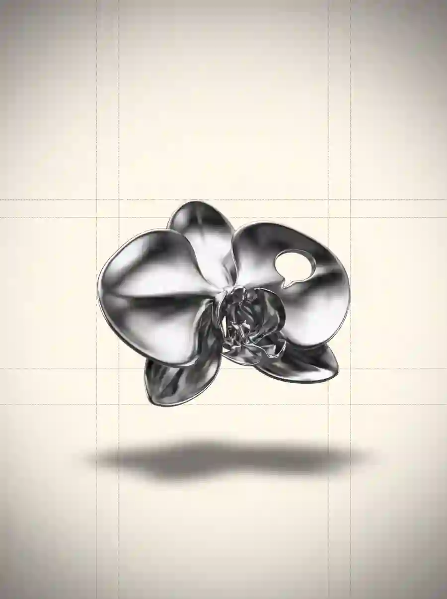 Chrome orchid with a chat bubble petal